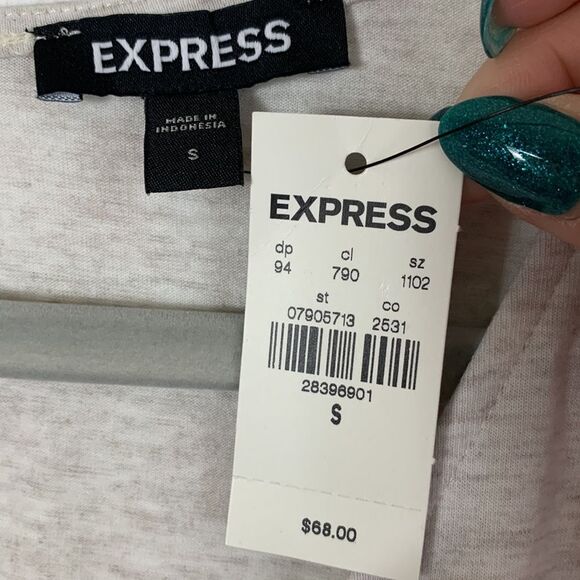 NWT Express Soft V-Neck Lounge Romper Oatmeal Heather Sz S - Picture 7 of 9